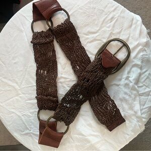 Brown Woven Belt with Leather Accents by Cabi